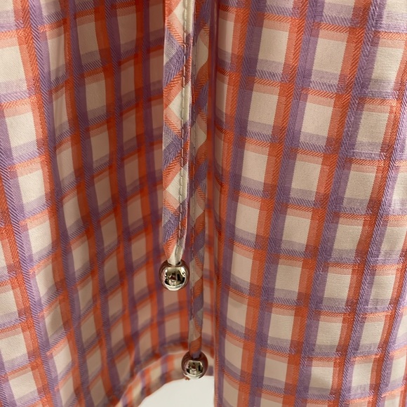 Entro Pink purple , white check ruffle top . NEW w/ out tags . Medium - Picture 2 of 6